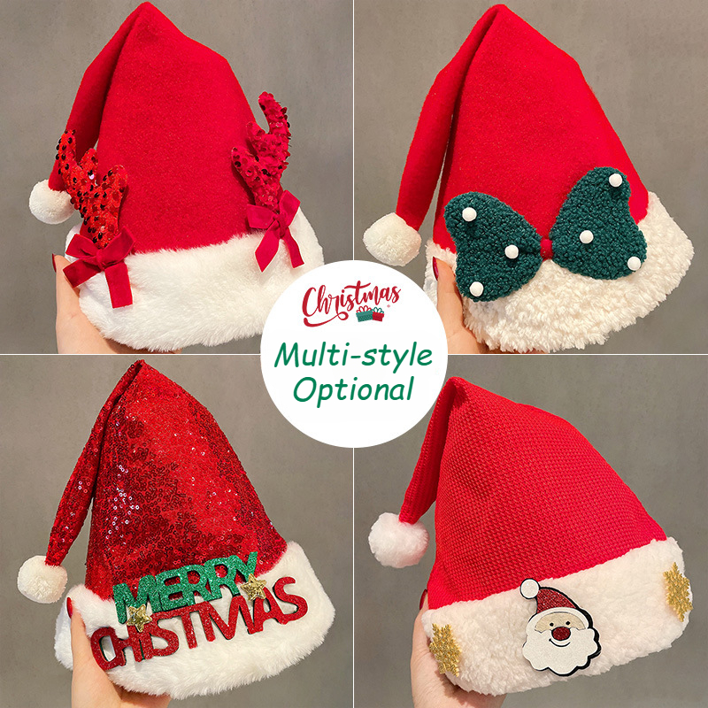 Santa Hat Plush - 2025 Cute Christmas Hat Children's and