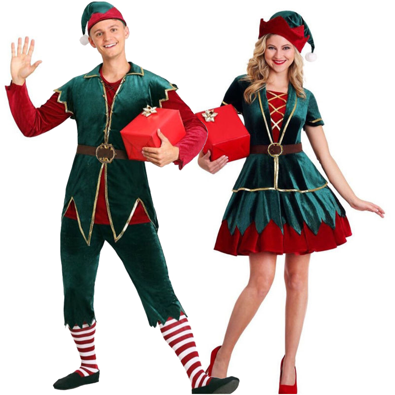 Elf Costume Christmas - Carnival Couple Xmas Mascot Costume Christmas