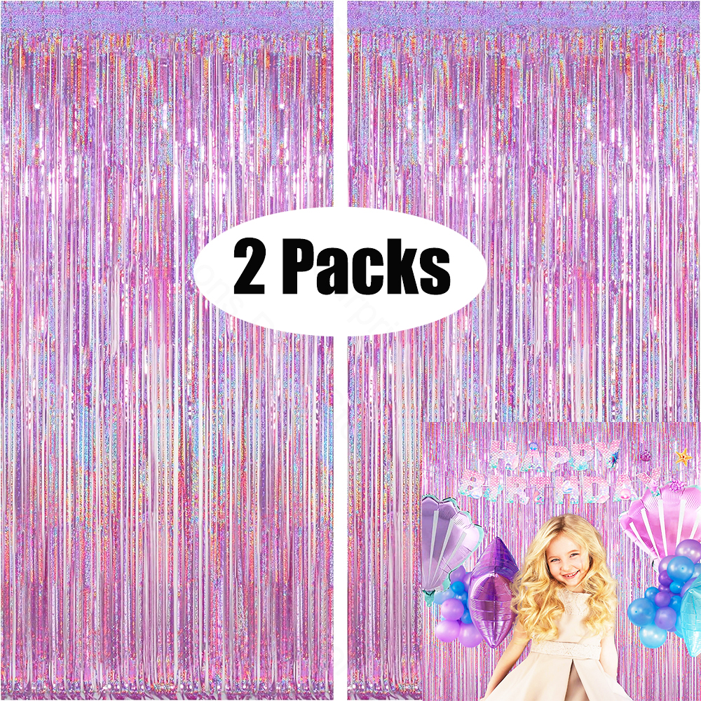 Tinsel Garland Decoration - 2Packs Shiny Metallic Tinsel Foil Fringe