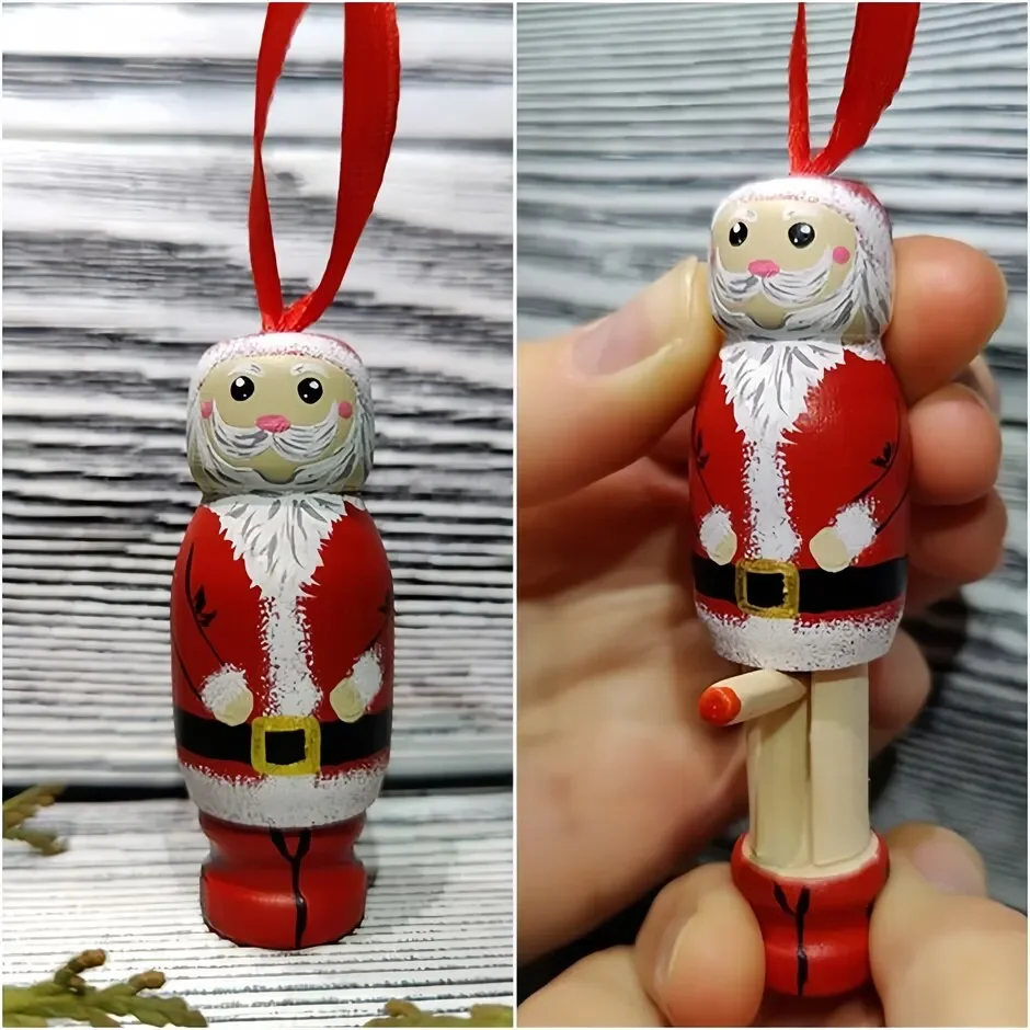 Christmas Stocking Hanging - Funny Wooden Santa Stocking Fillers Christmas