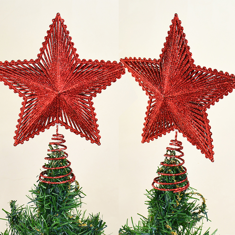 Star Tree Topper - 22cm Glitter Christmas Tree Top Topper