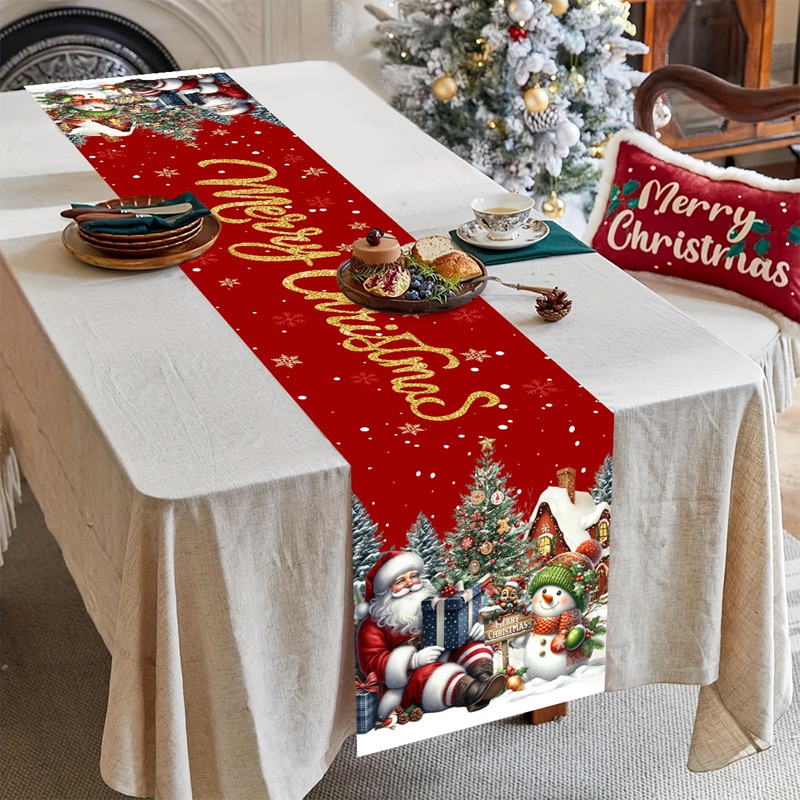Christmas Santa Snowman Table  - Christmas Table Runner 리뷰 및 가격