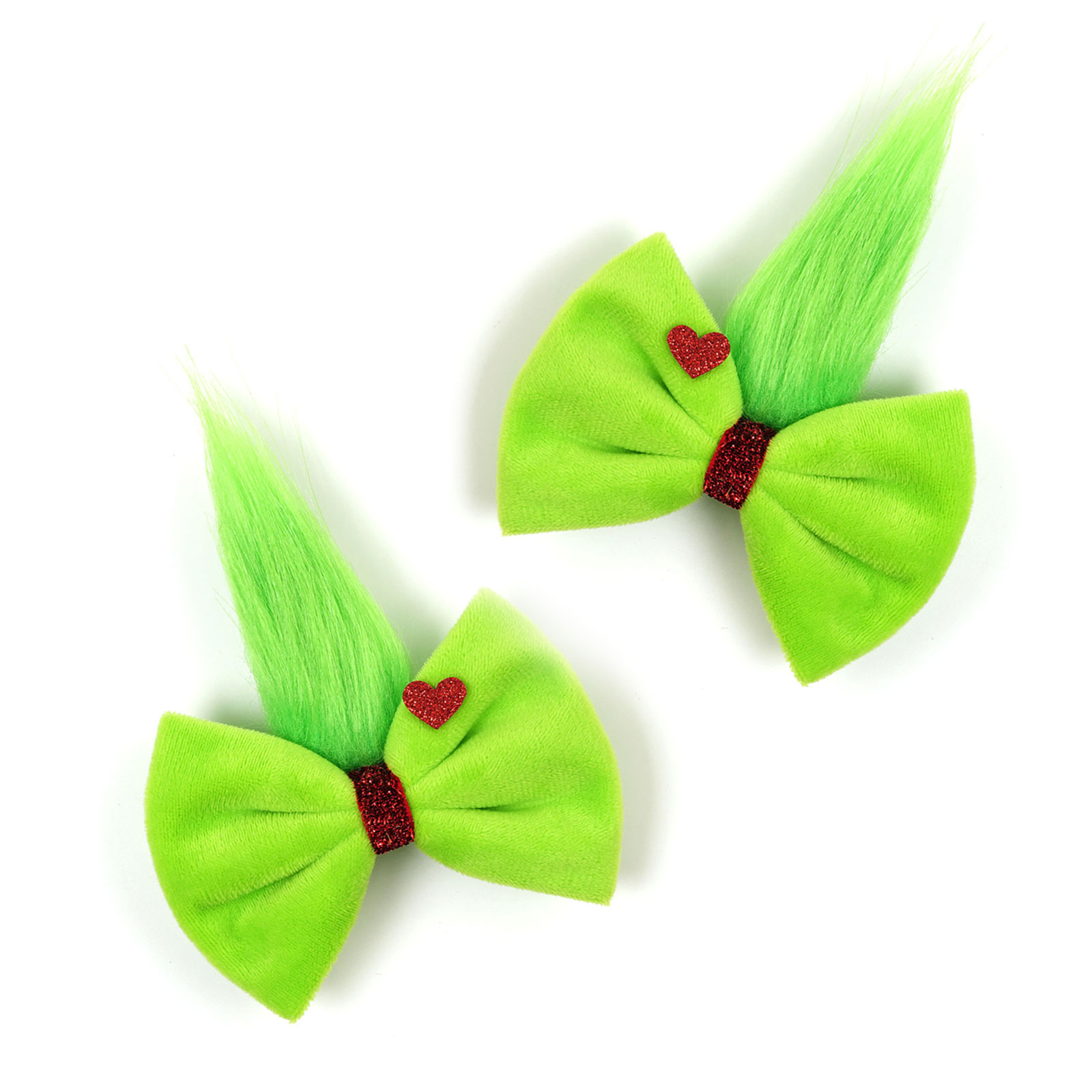 Girls Green Fur Ball  Grinch B - Ribbon Bow Gift 리뷰 및 가격