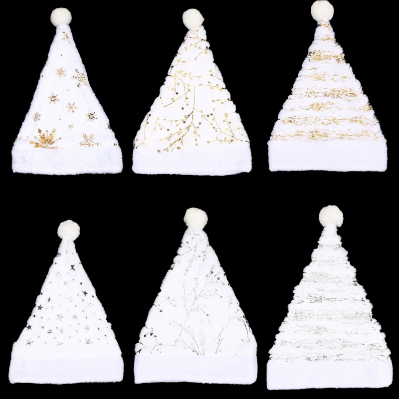White Plush Christmas Hat Gold - Santa Hat Plush 리뷰 및 가격