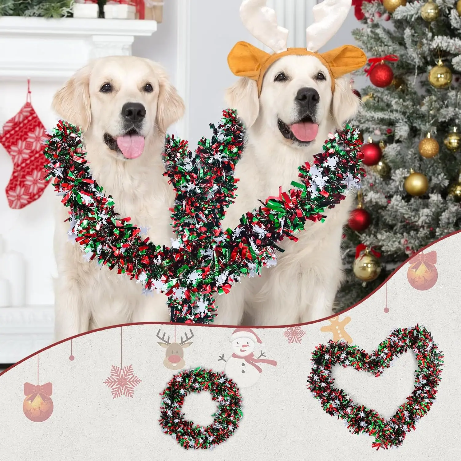 2M Christmas Snowflake Tinsel  - Tinsel Garland Decoration 리뷰 및 가격