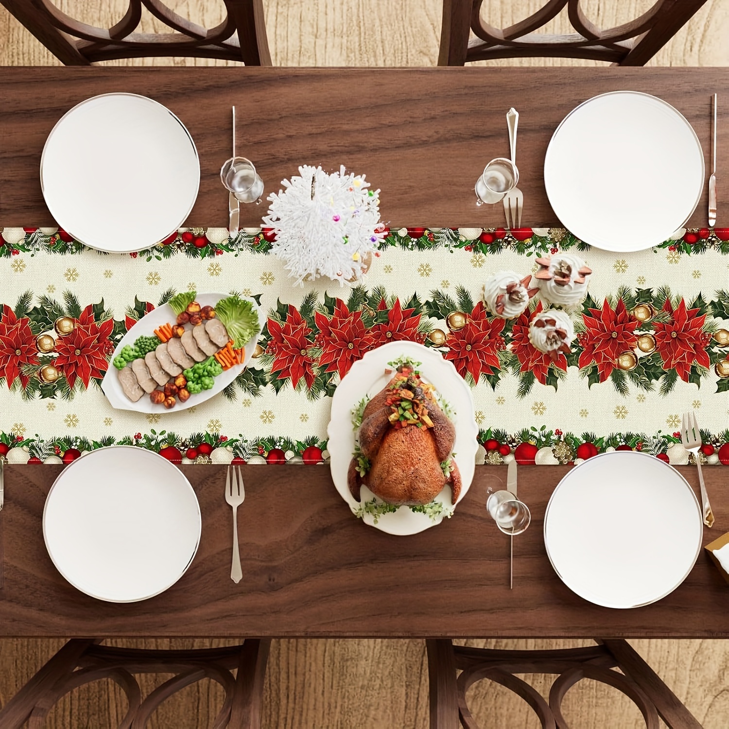 1pc Multi-Size Winter Floral T - Christmas Table Runner 리뷰 및 가격