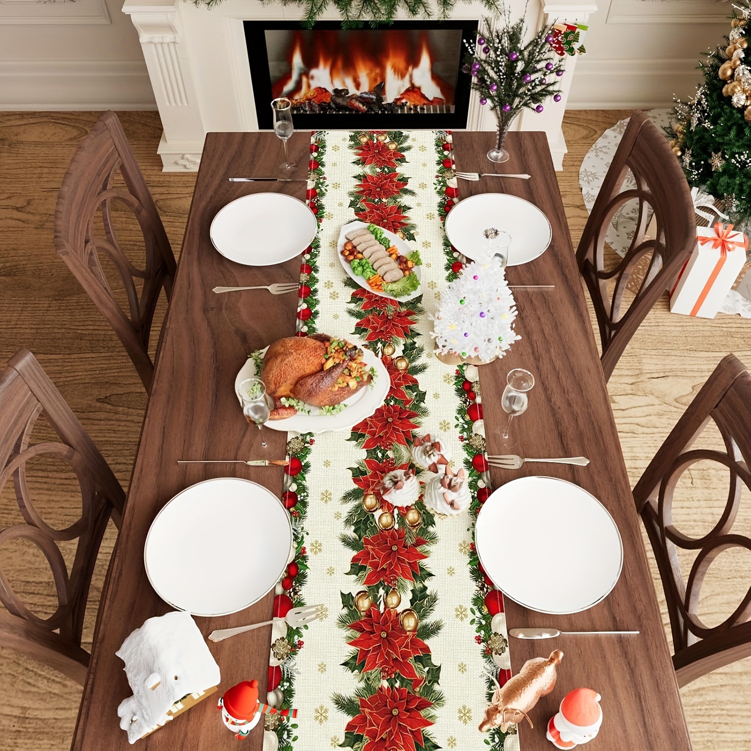 1pc Multi-Size Winter Floral T - Christmas Table Runner 리뷰 및 가격