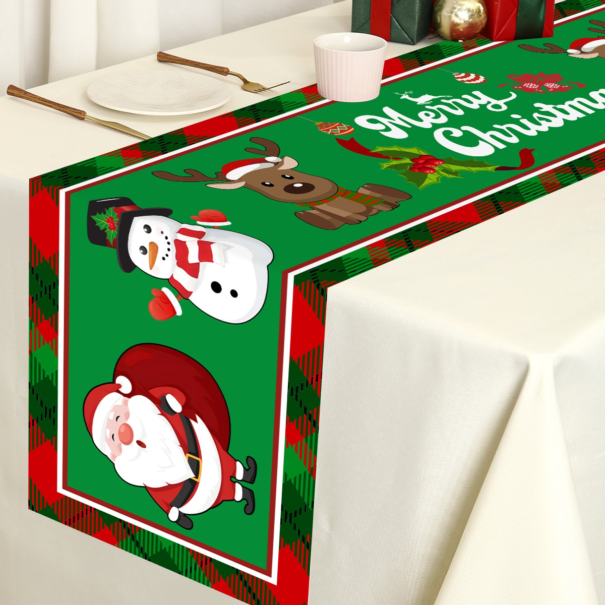 Christmas Santa Clause Polyest - Christmas Table Runner 리뷰 및 가격