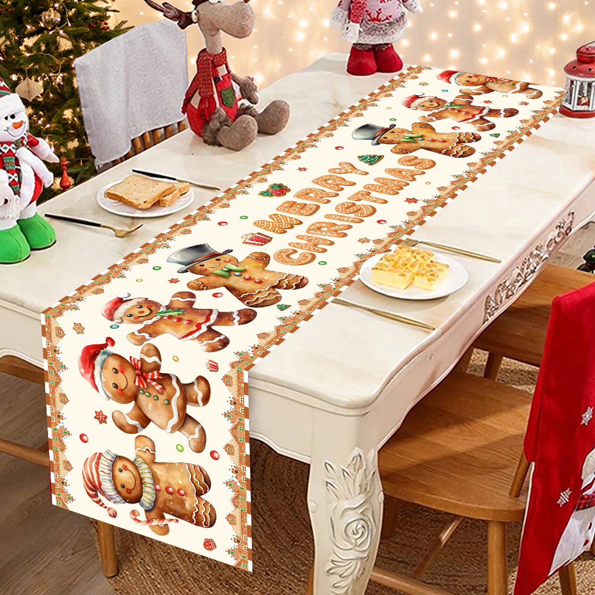 Christmas Santa Clause Polyest - Christmas Table Runner 리뷰 및 가격