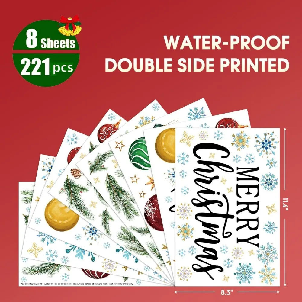221 PCS Christmas Window Cling - Snowflake Window Decal 리뷰 및 가격