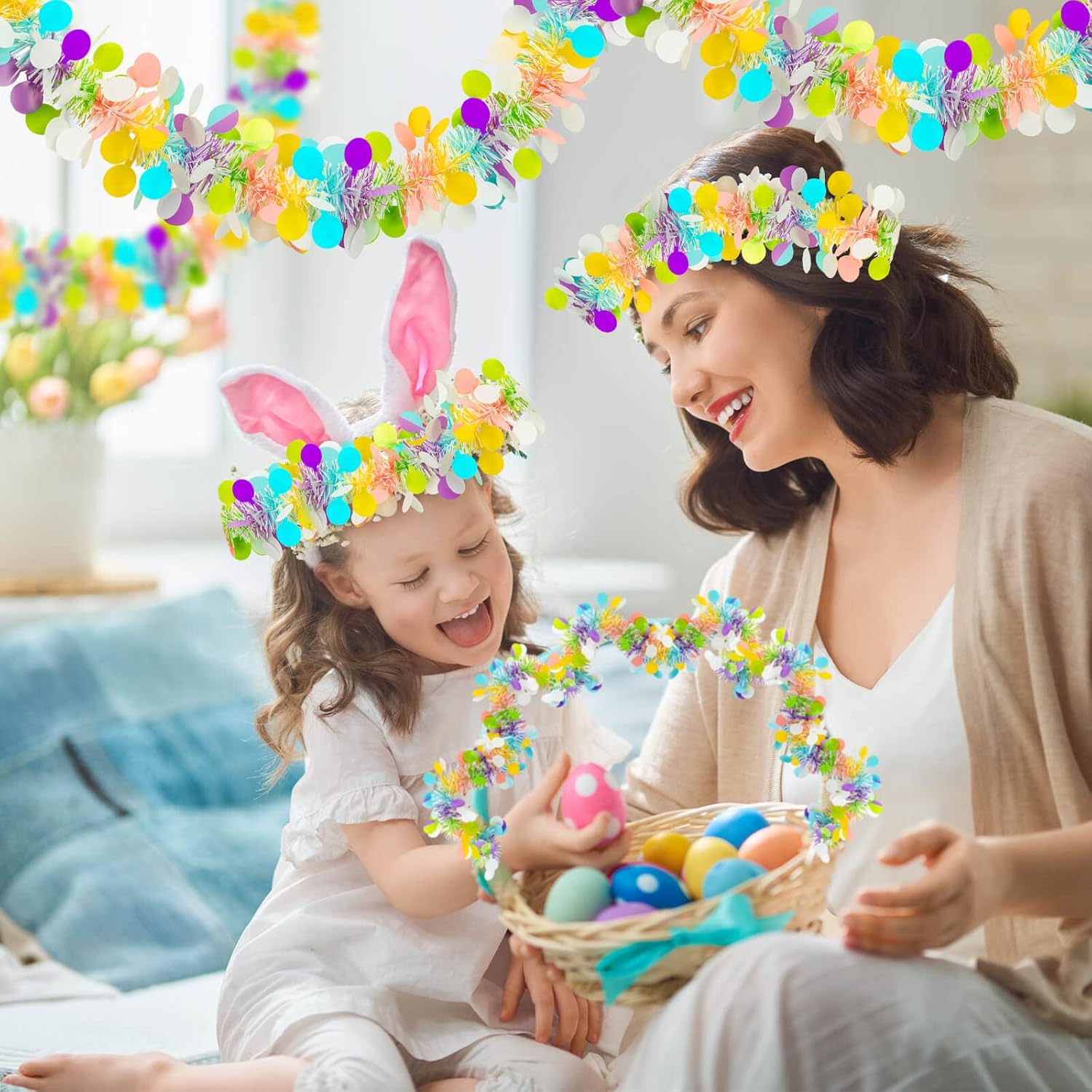 Easter Garland Decor 2PCS Glit - Tinsel Garland Decoration 리뷰 및 가격