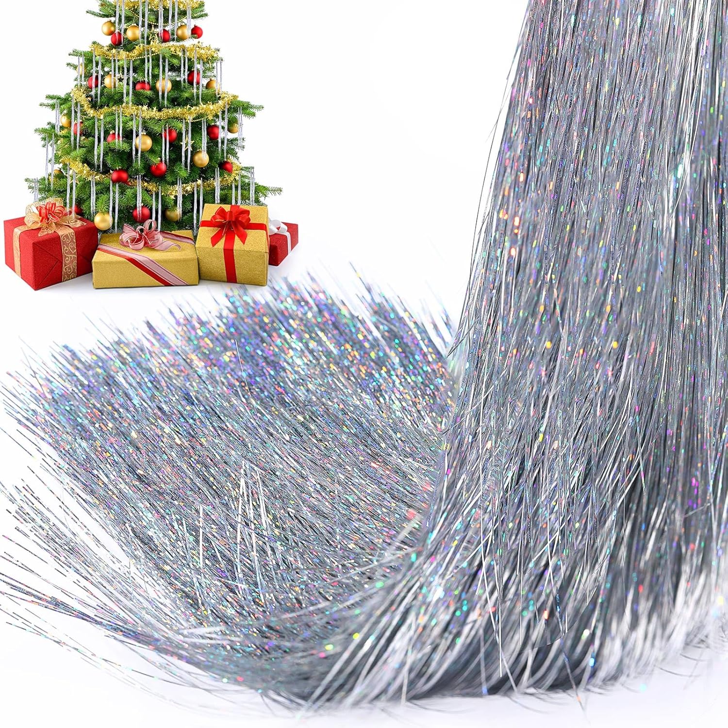 3000 Strands Icicles Iridescen - Tinsel Garland Decoration 리뷰 및 가격