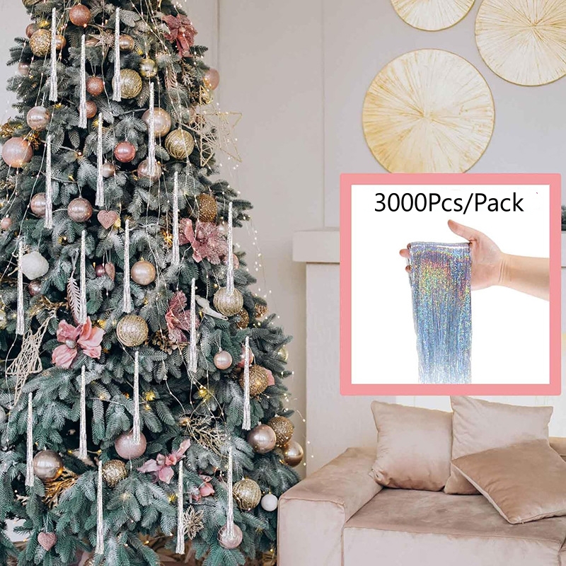 3000 Strands Icicles Iridescen - Tinsel Garland Decoration 리뷰 및 가격