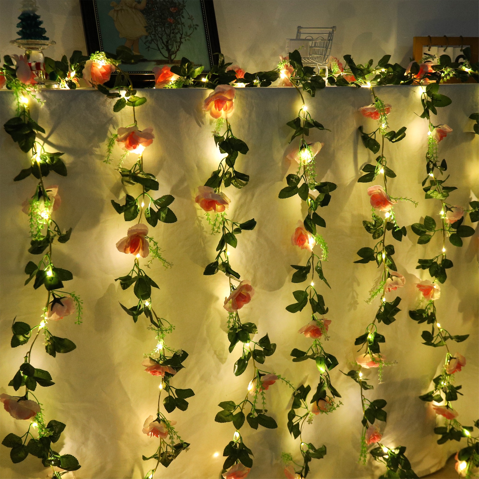 Rose LED Vine Light String Art - Christmas Wreath Fake 리뷰 및 가격