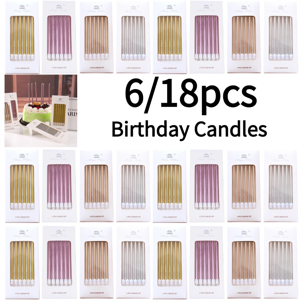 6/18pcs Metal Gold Silver Birt - Holiday Candle Set 리뷰 및 가격