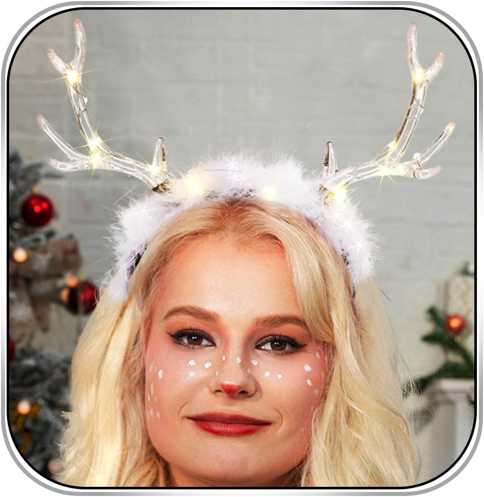 Glowing Clear Christmas Deer F - Reindeer Antlers Headband 리뷰 및 가격