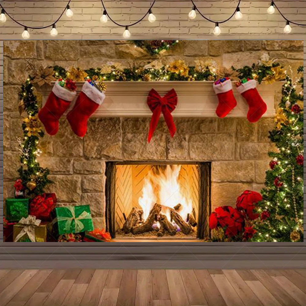 Christmas Photography Backdrop - Christmas Stocking Hanging 리뷰 및 가격