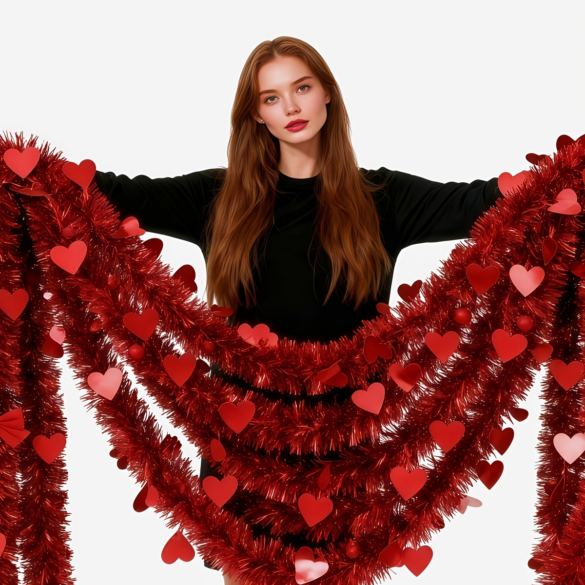 3pcs Red Heart Plastic Tinsel  - Tinsel Garland Decoration 리뷰 및 가격