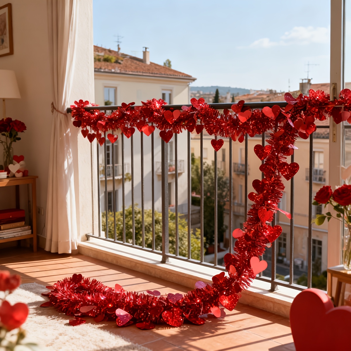 3pcs Red Heart Plastic Tinsel  - Tinsel Garland Decoration 리뷰 및 가격