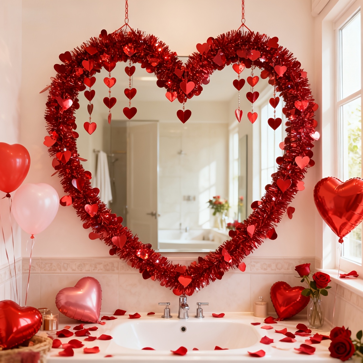 3pcs Red Heart Plastic Tinsel  - Tinsel Garland Decoration 리뷰 및 가격