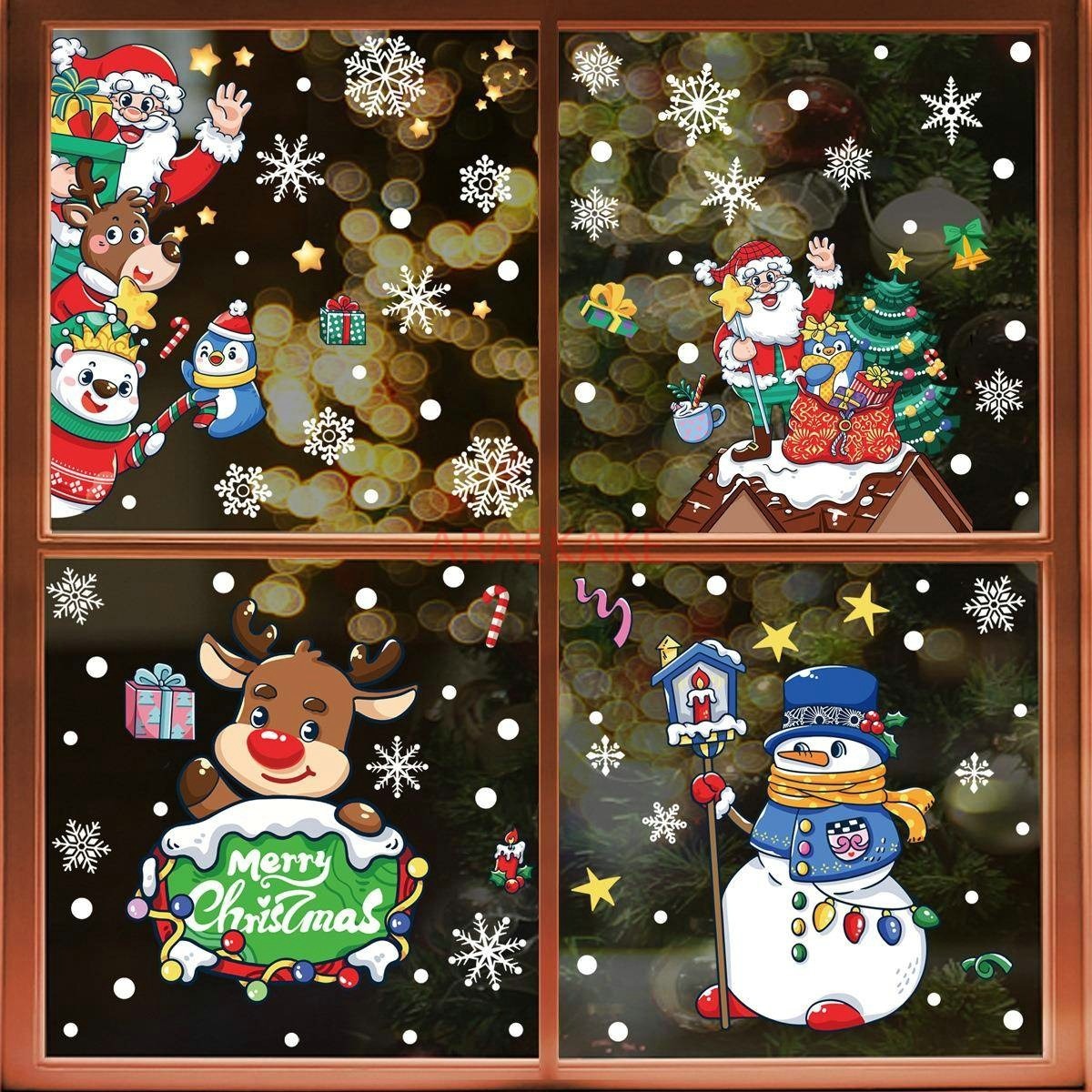 1set Snowman Static Window Sti - Snowflake Window Decal 리뷰 및 가격