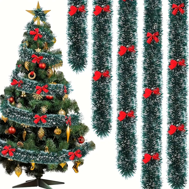 Christmas Bow Tinsel Ribbons G - Tinsel Garland Decoration 리뷰 및 가격