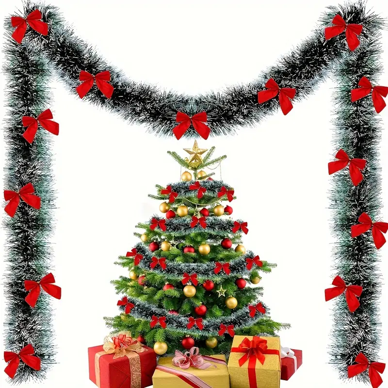 Christmas Bow Tinsel Ribbons G - Tinsel Garland Decoration 리뷰 및 가격