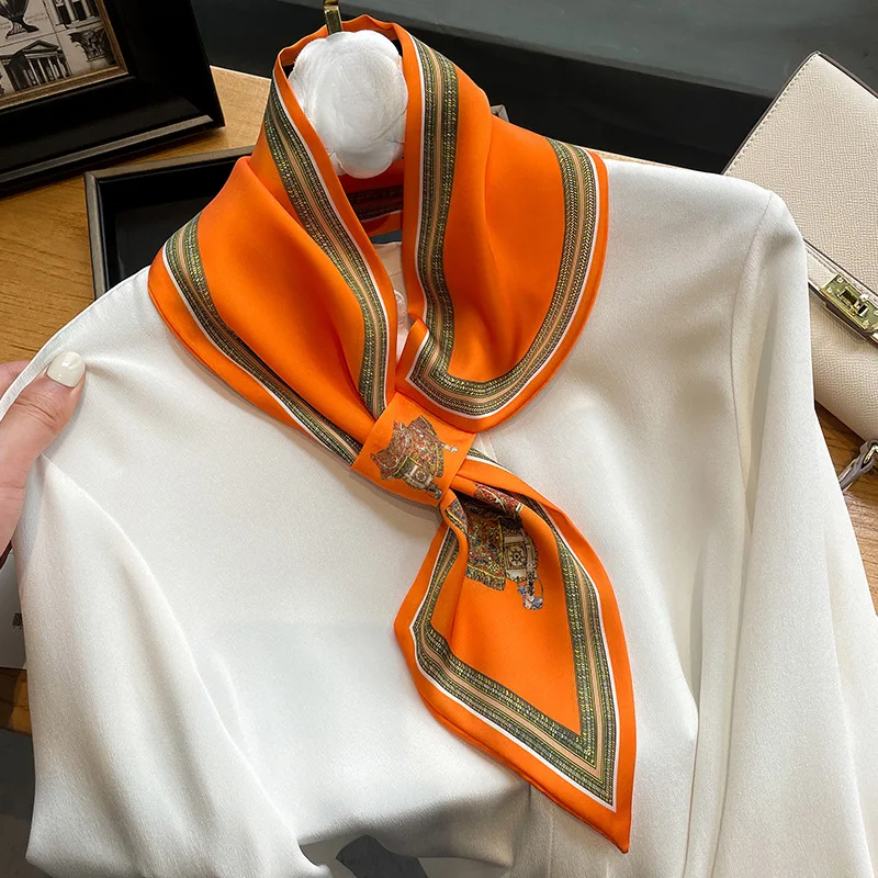 Retro Print Skinny Silk Scarfs - Ribbon Bow Gift 리뷰 및 가격
