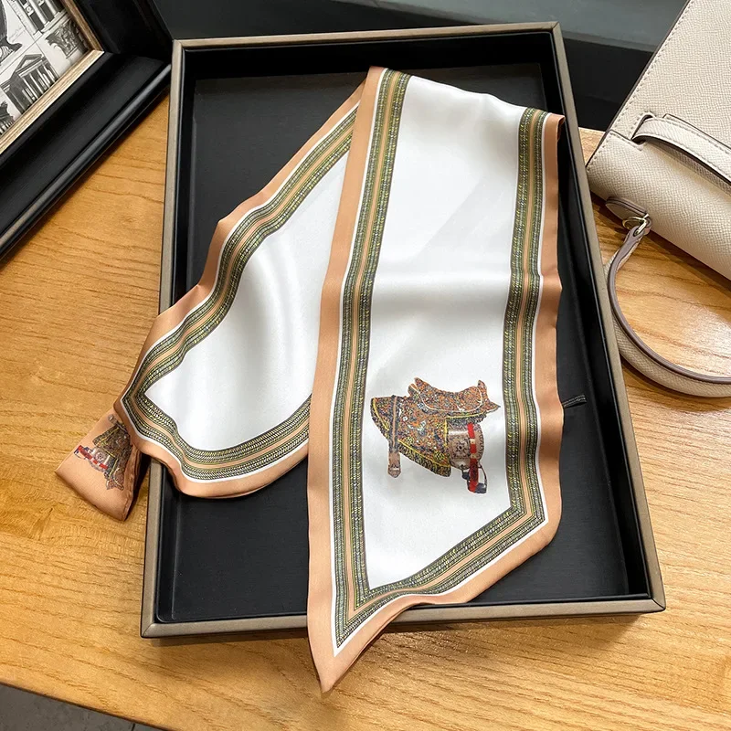 Retro Print Skinny Silk Scarfs - Ribbon Bow Gift 리뷰 및 가격