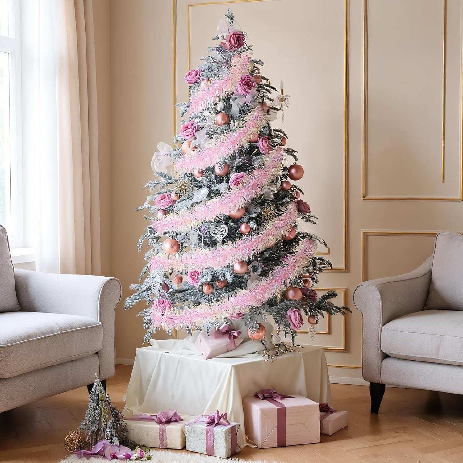 2M Pink Christmas Tinsel Garla - Tinsel Garland Decoration 리뷰 및 가격