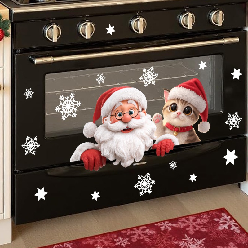 Kitten Santa Claus Window Stic - Snowflake Window Decal 리뷰 및 가격