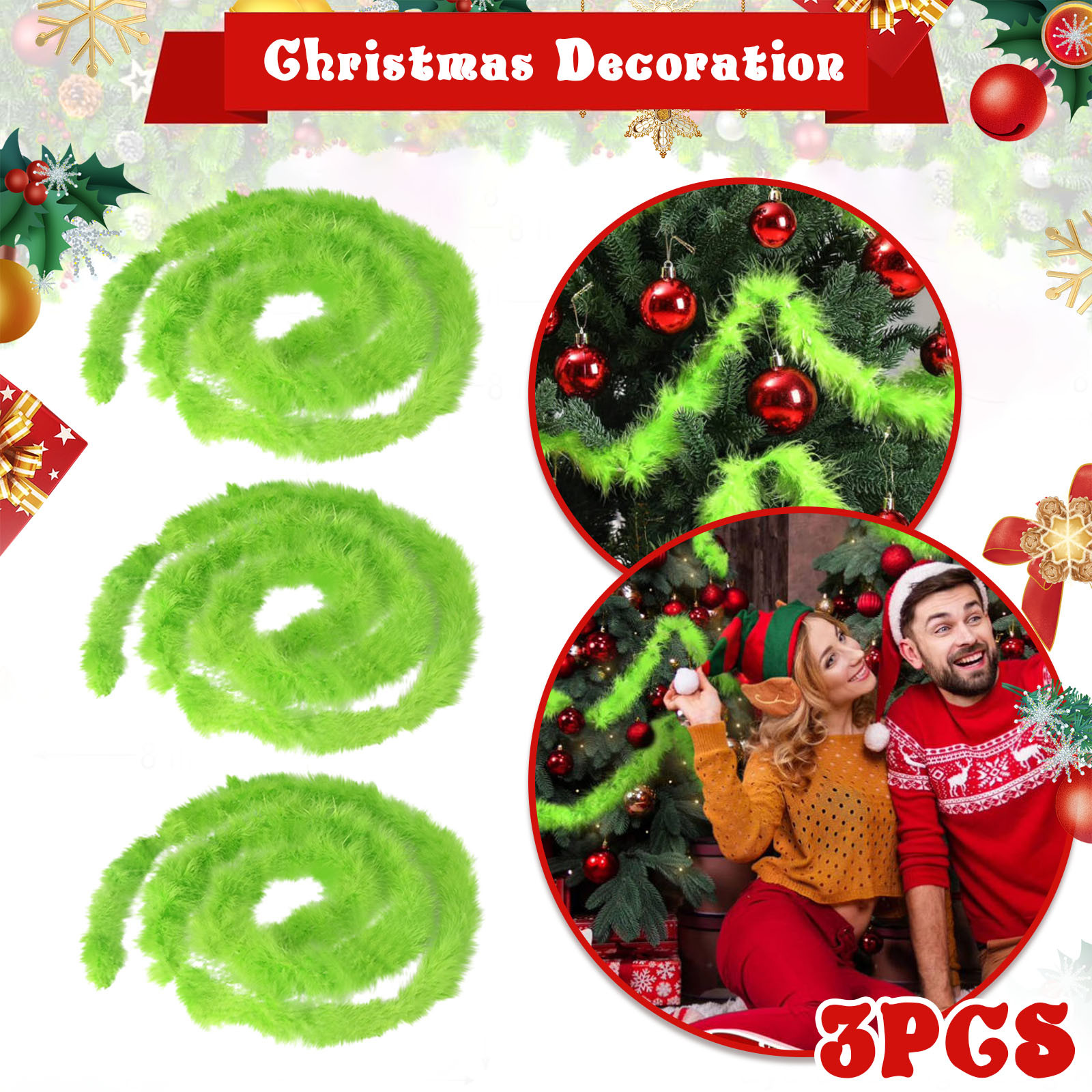 Christmas Garland 3 PCS 20 Fee - Tinsel Garland Decoration 리뷰 및 가격