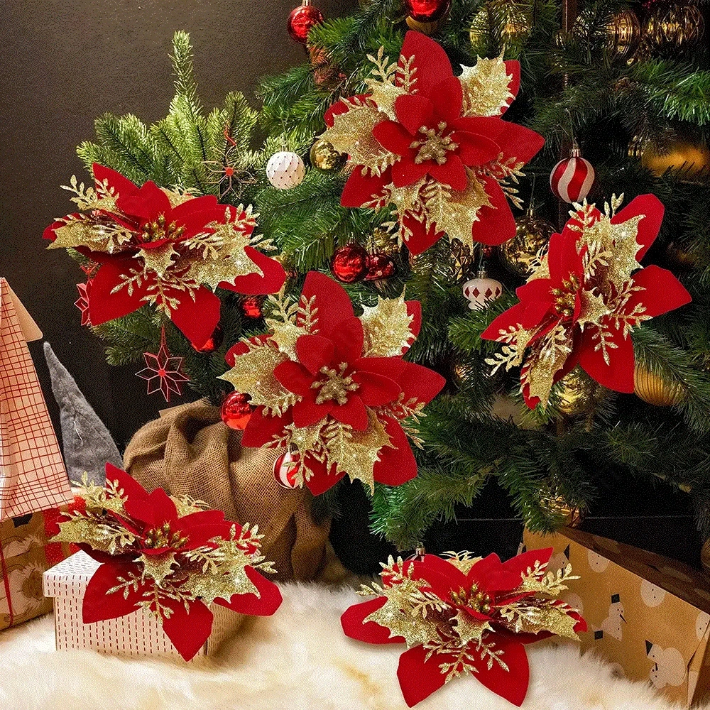 5pcs 9cm Glitter Artifical Chr - Christmas Wreath Fake 리뷰 및 가격