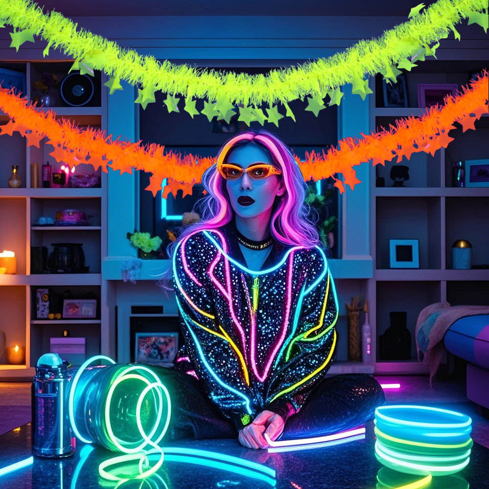 Birthday Theme Fluorescent Mac - Tinsel Garland Decoration 리뷰 및 가격