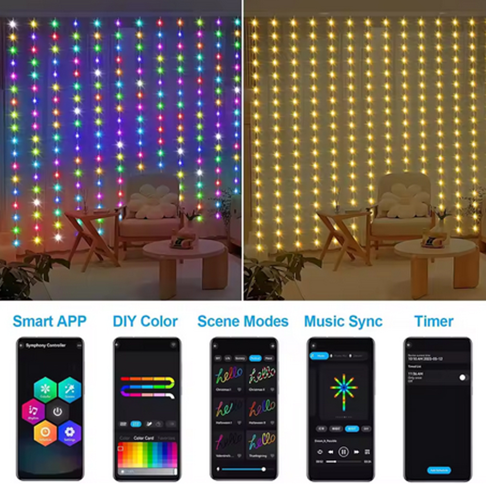 3M RGB Smart LED Curtain Light - Christmas Lights Outdoor 리뷰 및 가격