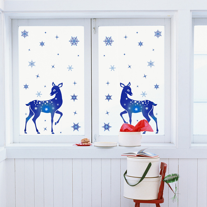 Christmas Window Stickers Elk  - Snowflake Window Decal 리뷰 및 가격