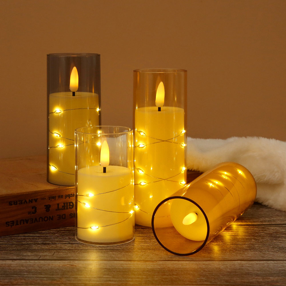 3pcs/set LED Copper Wire Flame - Holiday Candle Set 리뷰 및 가격